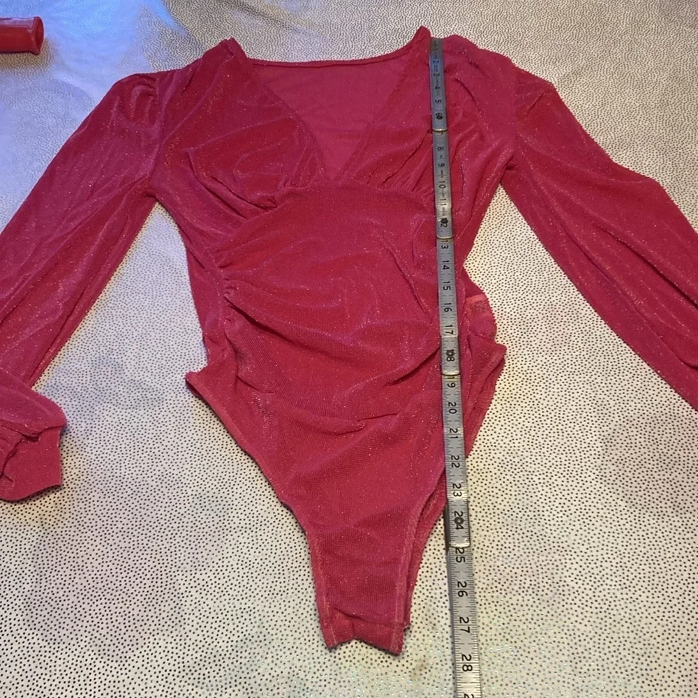 SHEIN Slayr Deep V-Neck Lantern Sleeve Bodysuit size XS new without tag - Picture 10 of 16